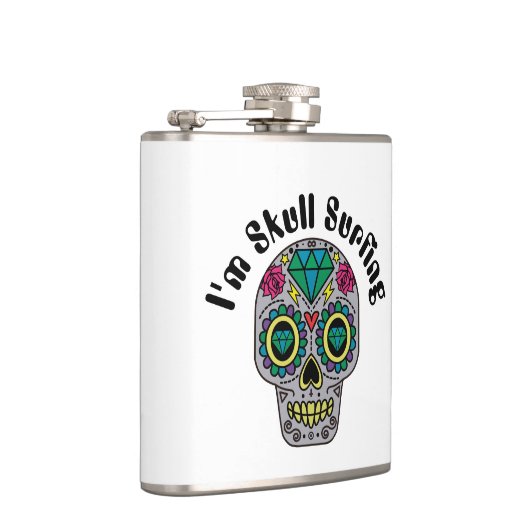 Versierde Abstracte Schedel Fles Heupfles (Rechts)