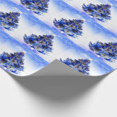 versierde blauwe kerstboom cadeaupapier (Hoek)