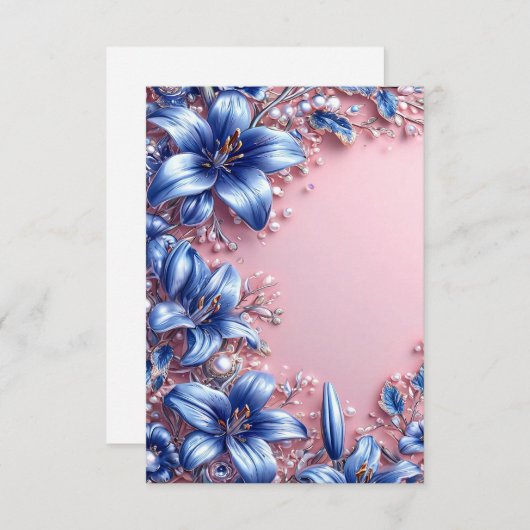 Versierde bloemige compositie bruiloft lijst kaart (Voorkant / Achterkant)