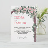 Versierde boog - bruiloft uitnodiging (Staand voorkant)