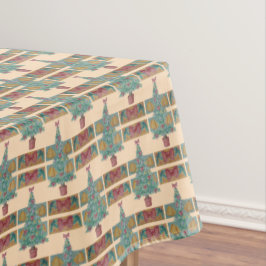 versierde boom met bells rode bogen voor kerstmis tafelkleed