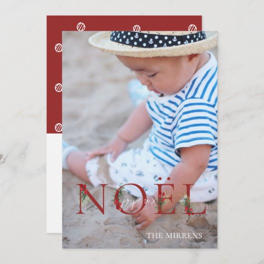 Versierde botanische NOEL Kerstkaart (Voorkant / Achterkant)