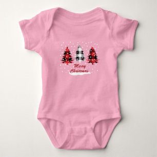 Versierde buffels plaid kerstpijnbomen romper