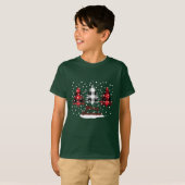 Versierde buffels plaid kerstpijnbomen t-shirt (Voorkant volledig)