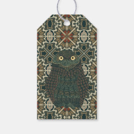 Versierde Burrowing Owl Gouden Bruine Aarde Tonen Cadeaulabel