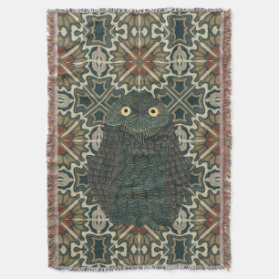 Versierde Burrowing Owl Gouden Bruine Aarde Tonen Deken