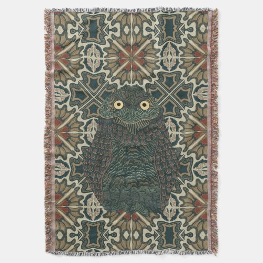 Versierde Burrowing Owl Gouden Bruine Aarde Tonen Deken (Voorkant Verticaal)