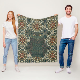 Versierde Burrowing Owl Gouden Bruine Aarde Tonen Fleece Deken