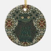 Versierde Burrowing Owl Gouden Bruine Aarde Tonen Keramisch Ornament (Voorkant)