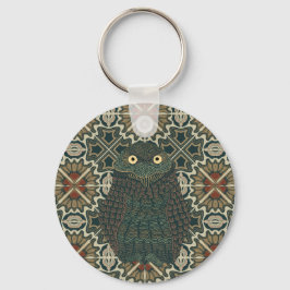 Versierde Burrowing Owl Gouden Bruine Aarde Tonen Sleutelhanger