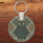 Versierde Burrowing Owl Gouden Bruine Aarde Tonen Sleutelhanger (Achterkant)