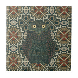 Versierde Burrowing Owl Gouden Bruine Aarde Tonen Tegeltje