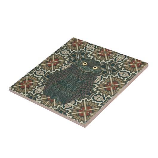 Versierde Burrowing Owl Gouden Bruine Aarde Tonen Tegeltje (Zijkant)