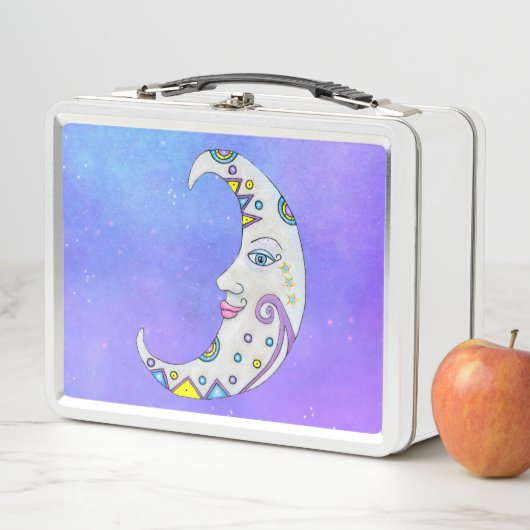 Versierde Crescent Moon  Gezicht blauwe ogen Sky (In situ)