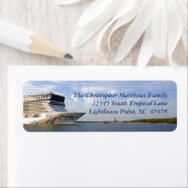 Versierde cruiseschip boog gepersonaliseerd etiket (Insitu)