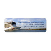 Versierde cruiseschip boog gepersonaliseerd etiket (Voorkant)