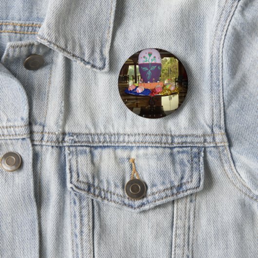 Versierde Easter Egg Art Print Ronde Button 5,7 Cm (In situ)