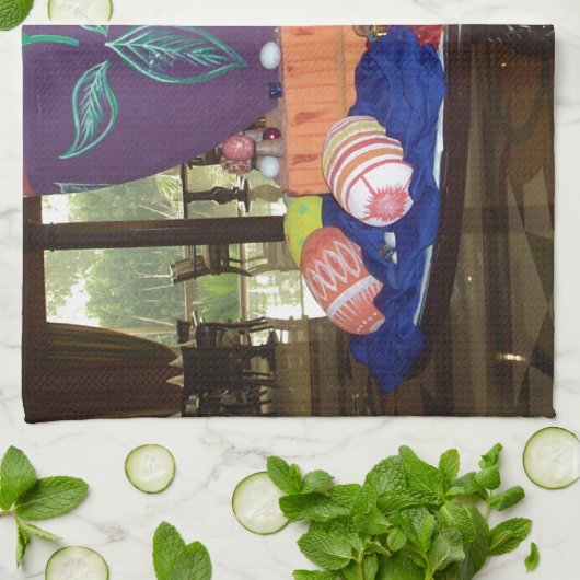 Versierde Easter Egg Art Print Theedoek (Gevouwen)