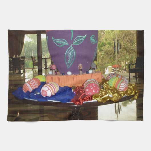 Versierde Easter Egg Art Print Theedoek (Horizontaal)