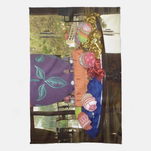 Versierde Easter Egg Art Print Theedoek (Verticaal)