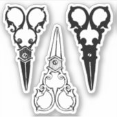 Versierde fancy ouderwetse schaar drie paar sticker (Voorkant)