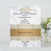 Versierde gemarmerde trouwuitnodiging kaart (Staand voorkant)