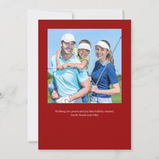 Versierde Golfkar • Foto in Helderrood Feestdagenkaart (Achterkant)