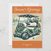 Versierde golfkar · Heldere Oranje foto Feestdagenkaart (Voorkant)