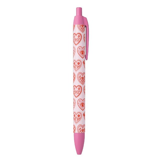 Versierde harten zwarte inkt pen (Achterkant (Verticaal))