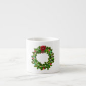 Versierde Kerst Festieve Krans Espresso Kop (Voorkant)