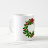 Versierde Kerst Festieve Krans Koffiemok (Voorkant links)