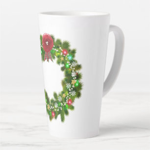 Versierde Kerst Festieve Krans Latte Mok