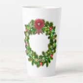 Versierde Kerst Festieve Krans Latte Mok (Voorkant)