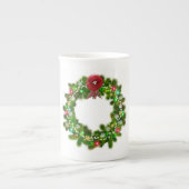 Versierde Kerst Festieve Krans Porselein Kop (Voorkant)