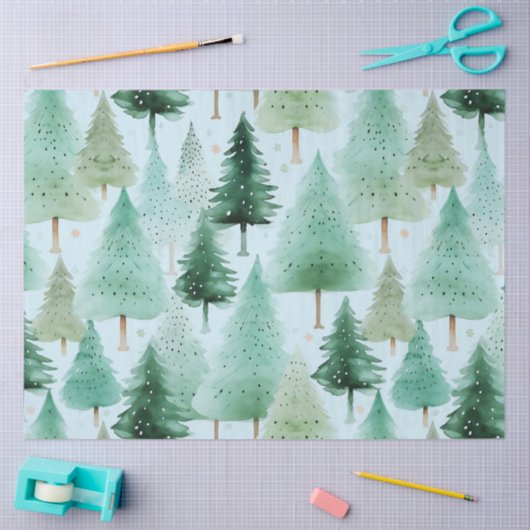 Versierde kerstbomen Blauwe kerst Tissuepapier (Craft)