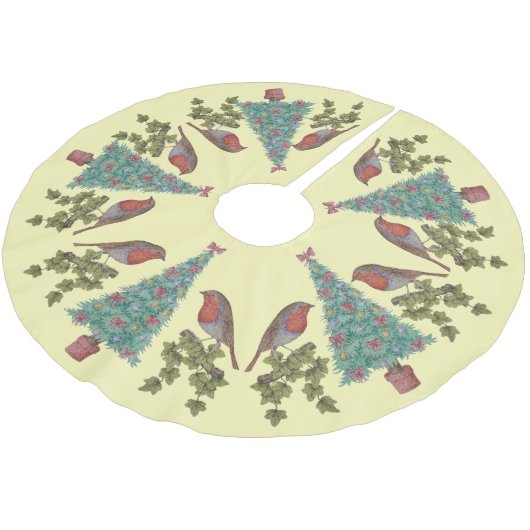 versierde kerstbomen met ivoren en robins kerstboom rok (Gekanteld)