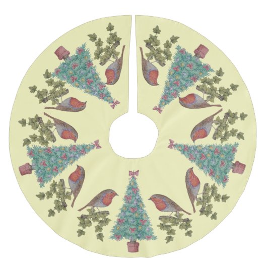 versierde kerstbomen met ivoren en robins kerstboom rok (Voorkant)