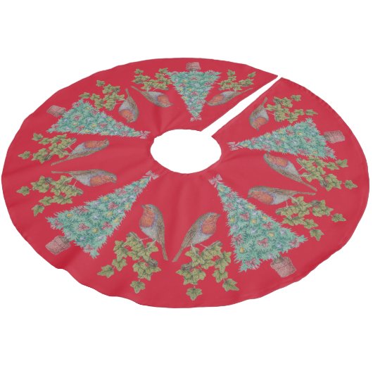 versierde kerstbomen met ivoren en robins kerstboom rok (Gekanteld)