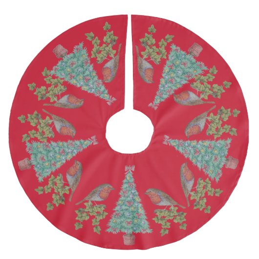 versierde kerstbomen met ivoren en robins kerstboom rok (Voorkant)