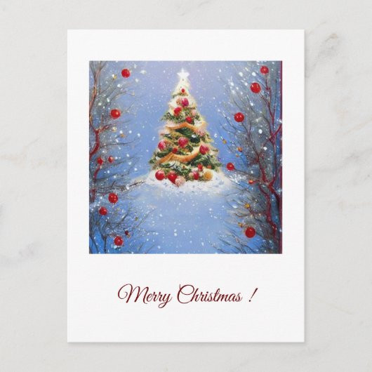 Versierde kerstboom briefkaart (Voorkant)
