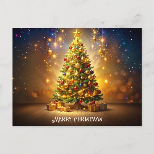 Versierde Kerstboom Briefkaart (Voorkant)