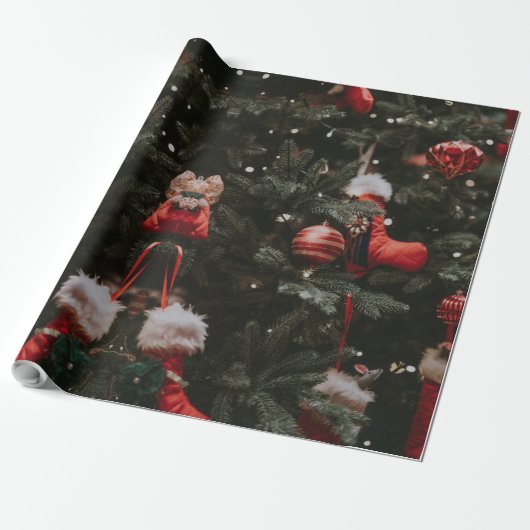 Versierde Kerstboom Cadeaupapier (Uitgerold)