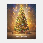 Versierde Kerstboom fleece Deken (Voorkant)