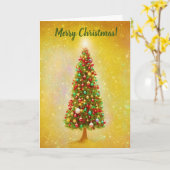  versierde kerstboom Gold Light Holiday Kaart (Gele Bloem)