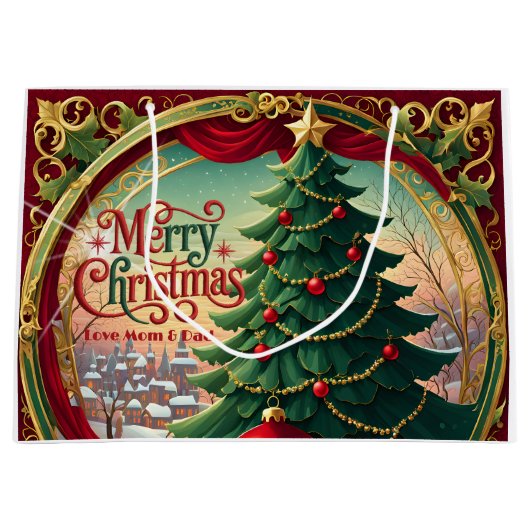 Versierde Kerstboom Groot Cadeauzakje (Voorkant)
