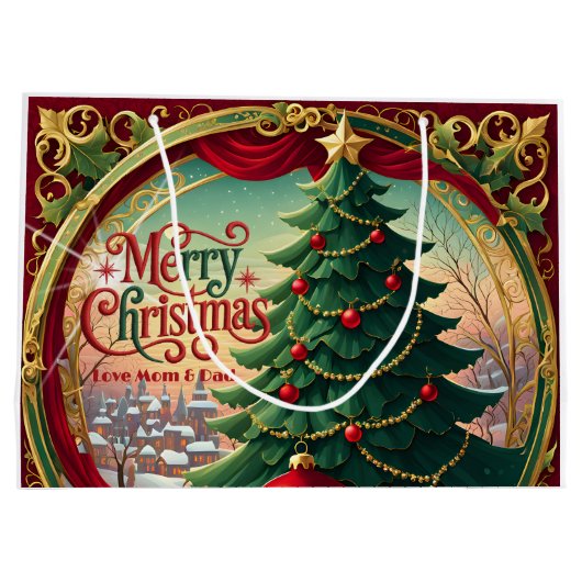 Versierde Kerstboom Groot Cadeauzakje (Achterkant)