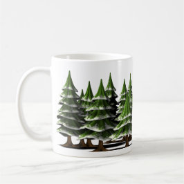 Versierde kerstboom in een vredig bos koffiemok