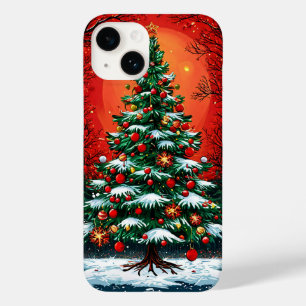 Versierde kerstboom in een winters landschap Case-Mate iPhone 14 hoesje