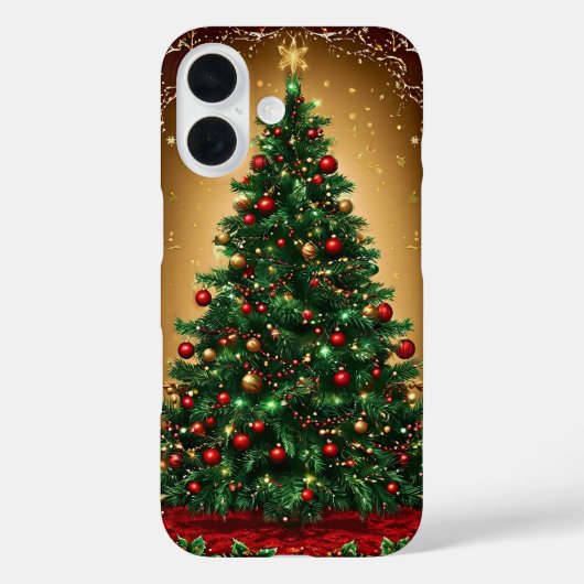 Versierde kerstboom in een winters landschap Case-Mate iPhone case (Achterkant)
