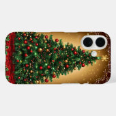 Versierde kerstboom in een winters landschap Case-Mate iPhone case (Achterkant (horizontaal))